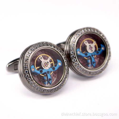 Custom Logo Metal Stainless Steel Carbon Fiber Interior Cufflinks For Men